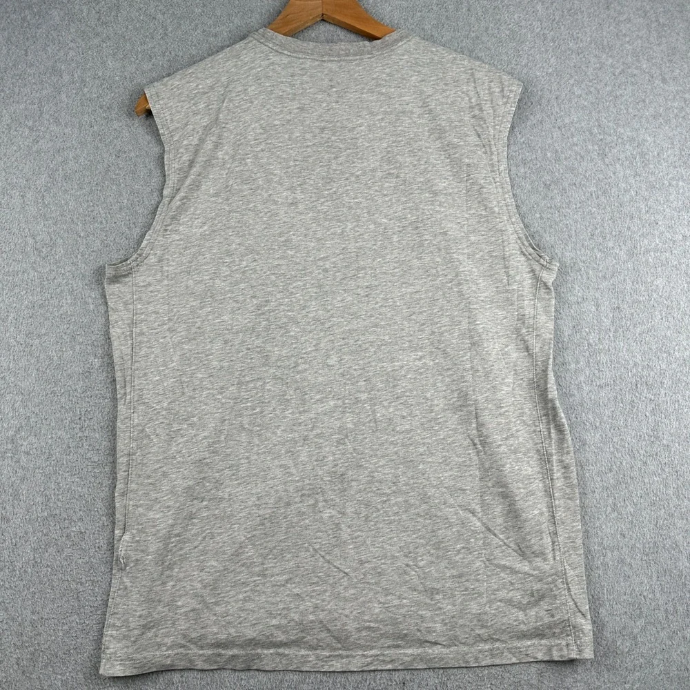Nike Sleeveless Shirt Mens Medium The Nike Tee Gray Dri-FIT Graphic Swoosh